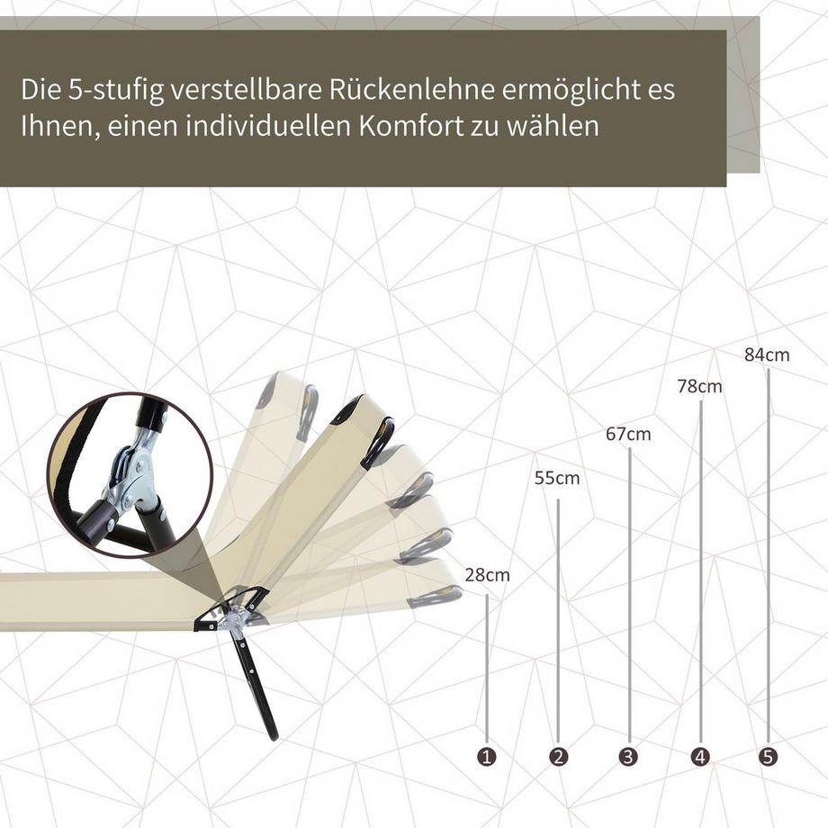 Northio Sonnenliege Gartenliege Mit Verstellbarer Rückenlehne, Stahl, Blau, 188X56X28Cm, Ideal Für Garten & Balkon  