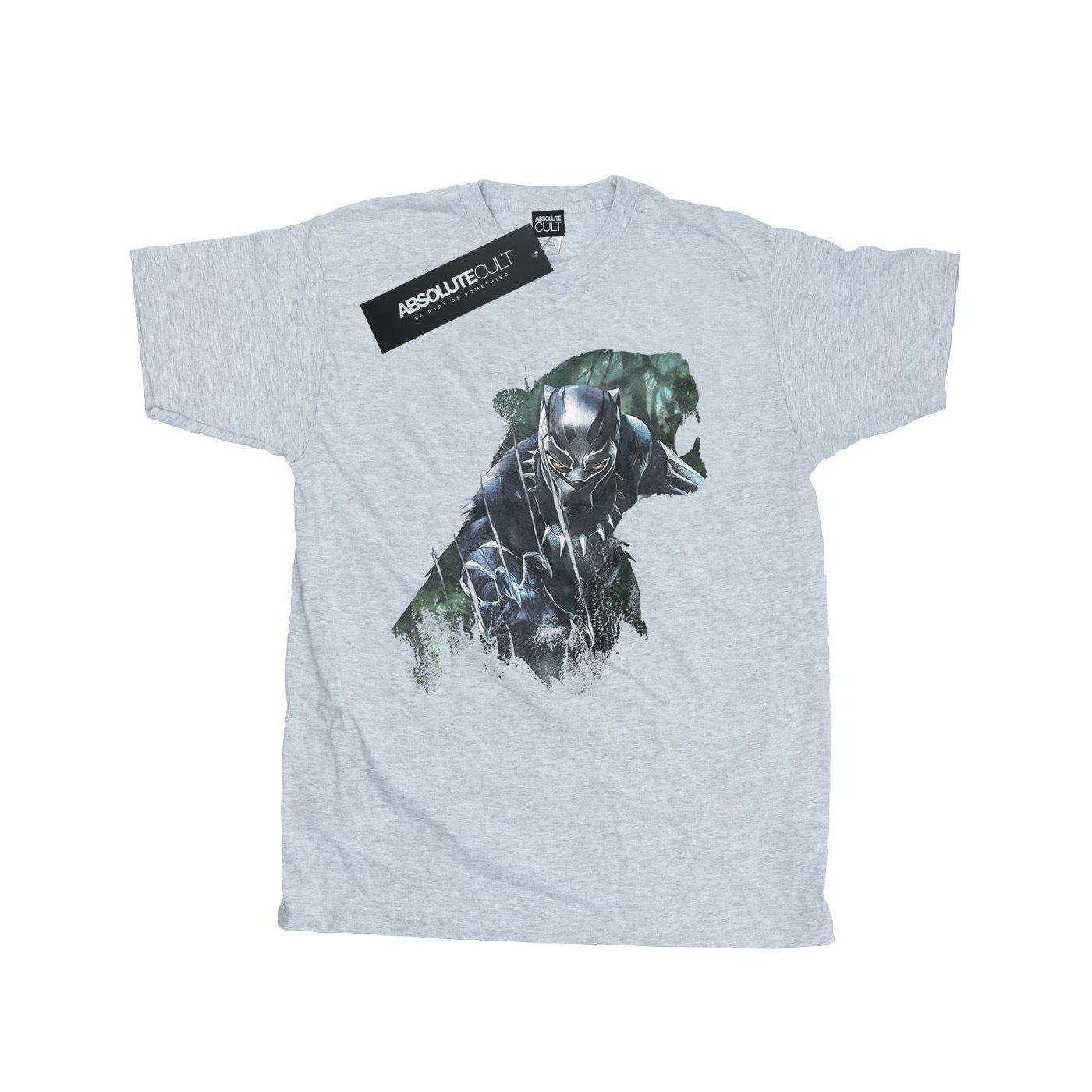 Image of Black Panther Wild Silhouette Tshirt Herren Grau 3XL