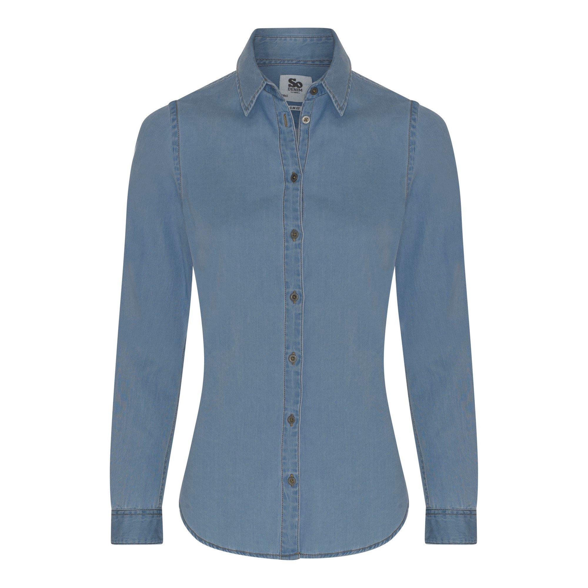 Image of So Denim Jeanshemd Lucy Damen Hellblau XL