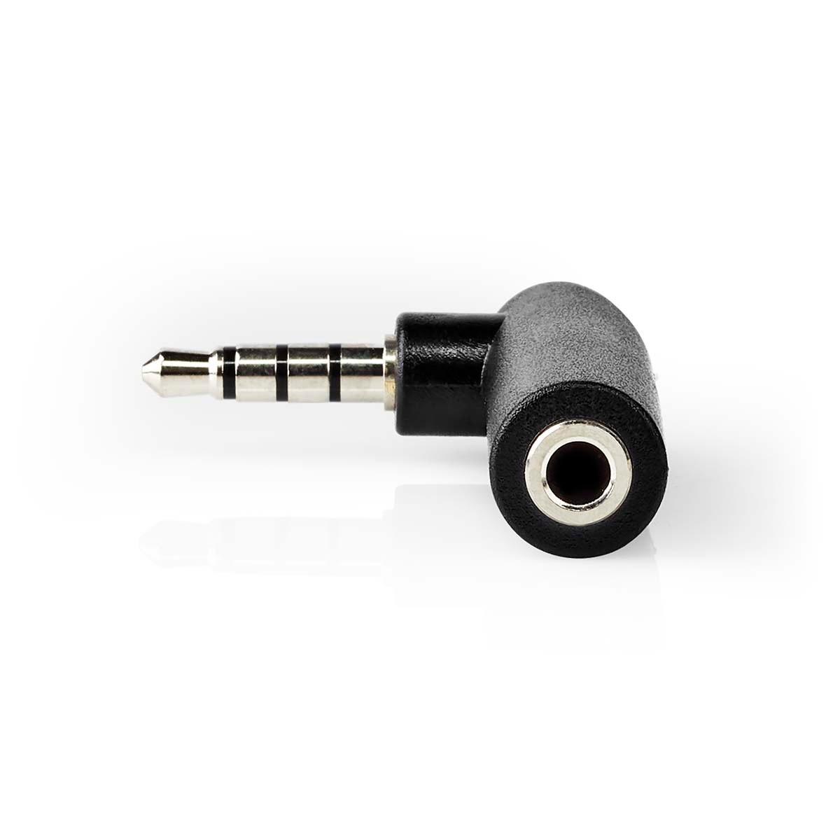 Nedis  Adaptateur audio stéréo | 3,5 mm mâle | 3,5 mm femelle | nickelé | coudé à 90° | métal | noir | 1 pc. | Boîte 