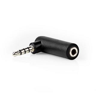 Nedis  Adaptateur audio stéréo | 3,5 mm mâle | 3,5 mm femelle | nickelé | coudé à 90° | métal | noir | 1 pc. | Boîte 