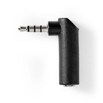 Adaptateur audio stéréo | 3,5 mm mâle | 3,5 mm femelle | nickelé | coudé à 90° | métal | noir | 1 pc. | Boîte