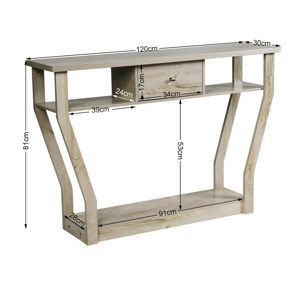 Northix Konsolentisch mit Schublade und Regal  
