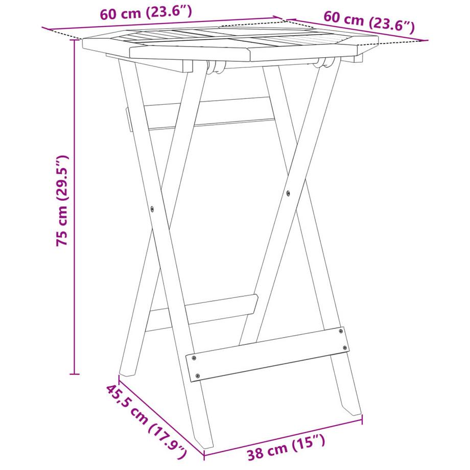 VidaXL Table de jardin bois d'acacia  