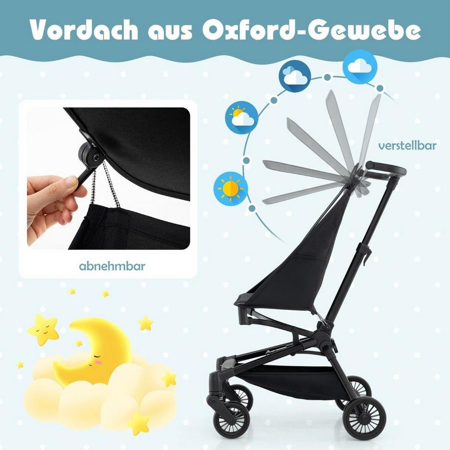 Northix  Klappbarer Kinderwagen mit Verstellbarer & Abnehmbarem Verdeck Reisebuggy Kinderbuggy 