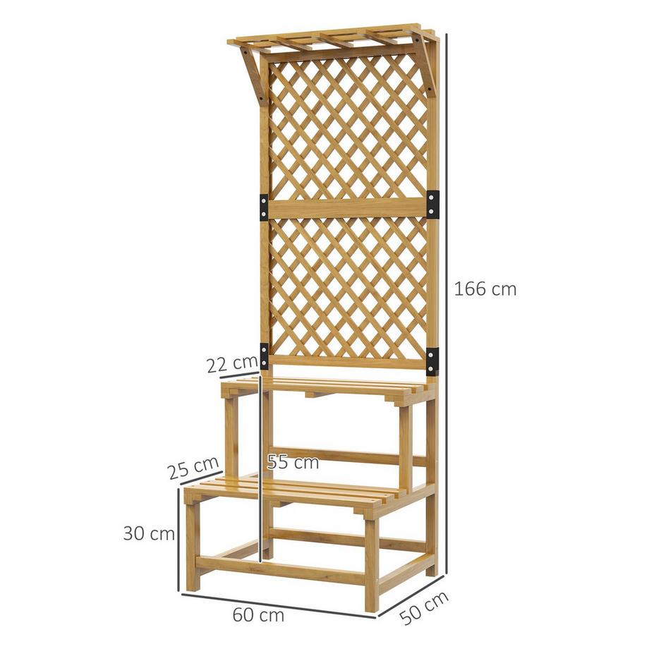 Northio Supporto Per Piante In Legno Scale Per Fiori A 2 Livelli Traliccio Per Fiori Scaffale Per Piante Scale Da Giardino Patio Giallo 60X50X166 Cm  