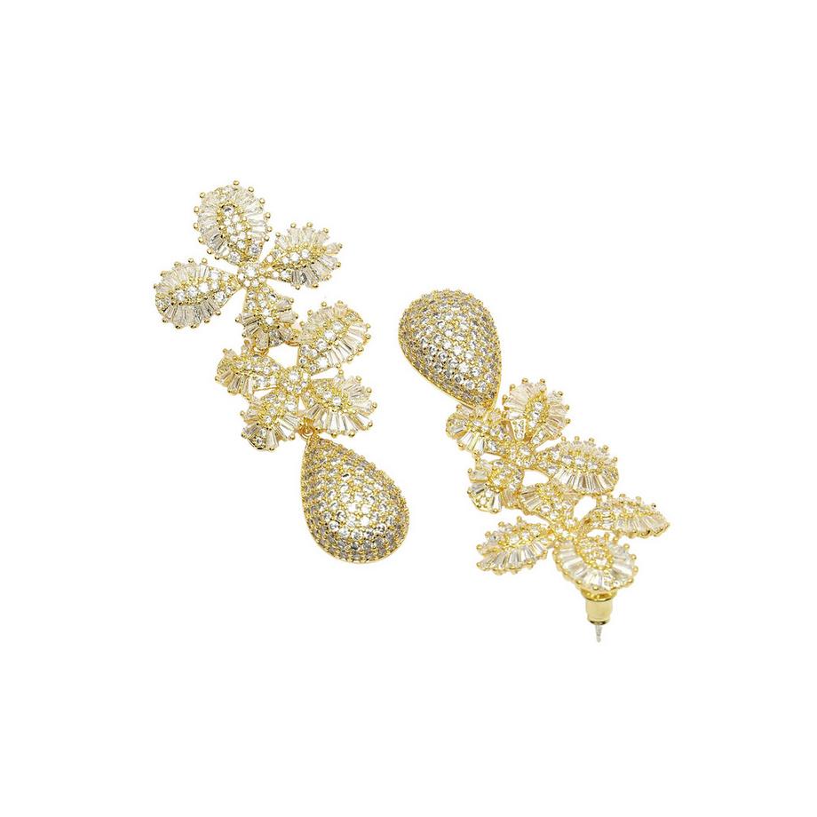 AVANT-GARDE PARIS  Diva Kollektion Cubic Zirconia Doppelblumen-Tropfenohrringe 