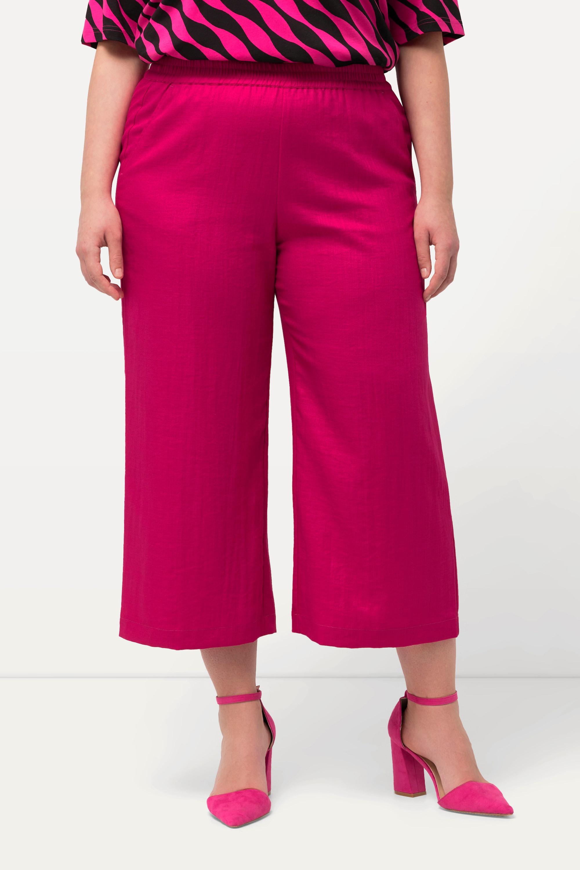 Ulla Popken  Culottes con taglio della gamba ampio e lungo fino al polpaccio e cintura elastica 