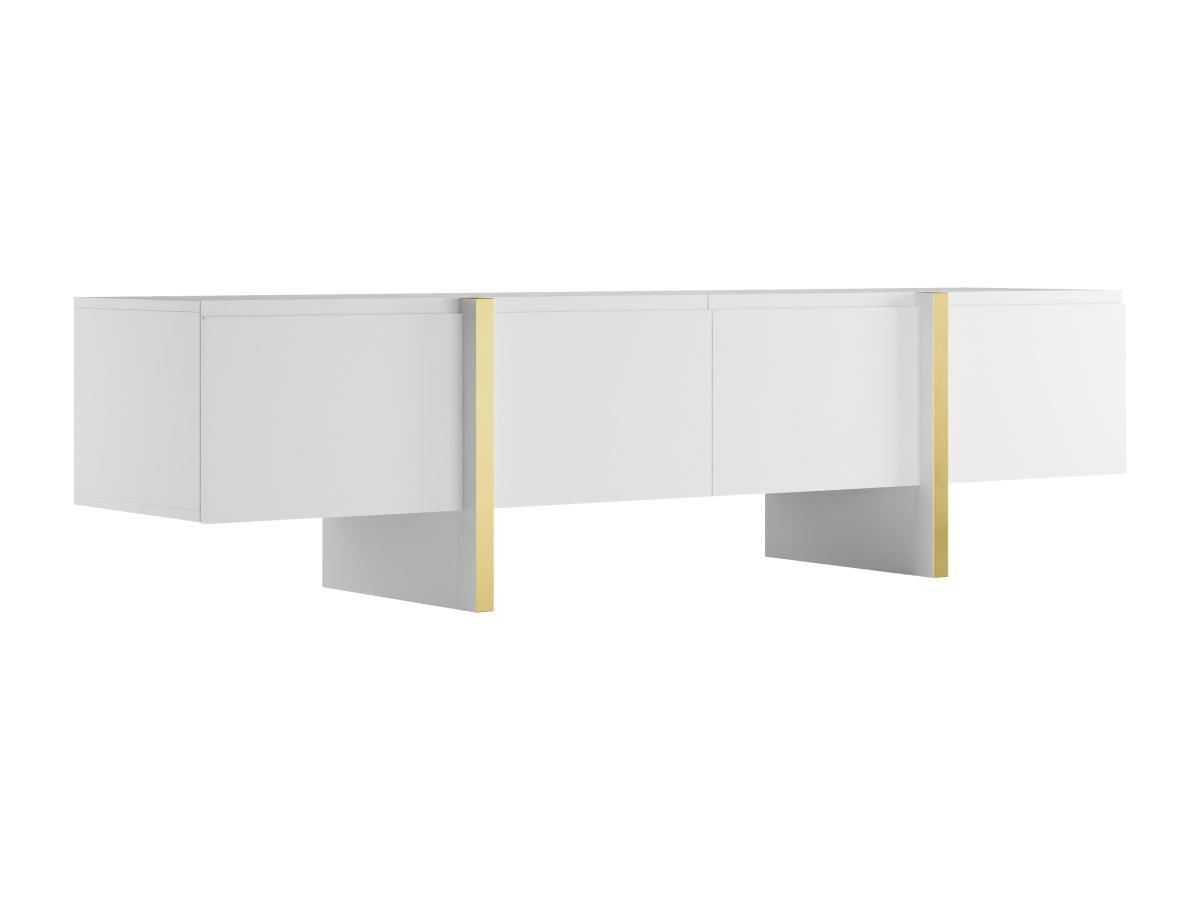 Image of Tv-möbel Mit 4 Türen - Mdf- Weiß & Goldfarben - Luvonia Unisex Weiss ONE SIZE