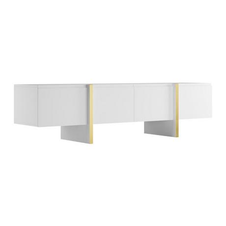 Vente-unique  TV-Möbel mit 4 Türen - MDF- Weiß & Goldfarben - LUVONIA 