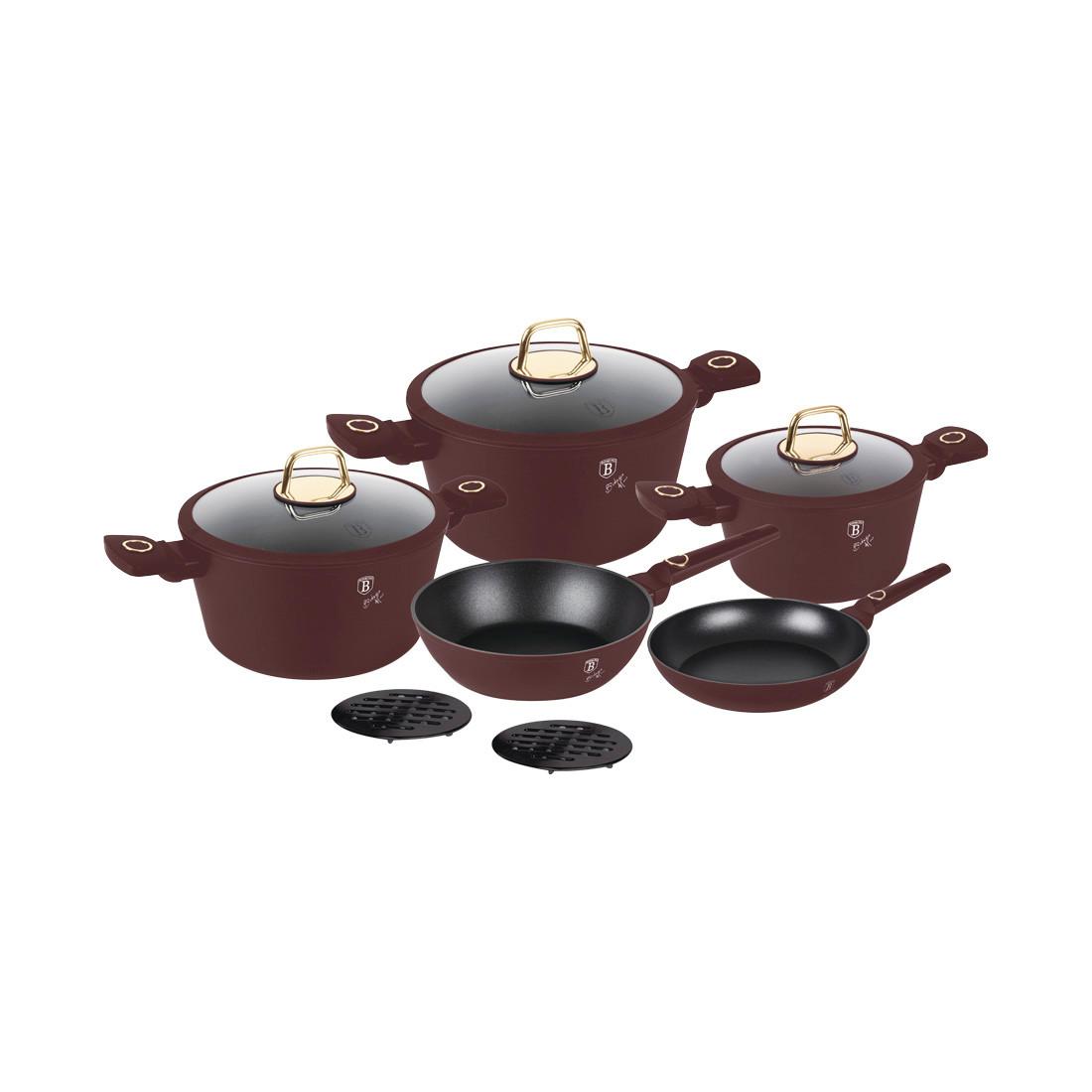 Berlinger Haus Set de 10 ustensiles de cuisine mat bordeaux Leonardo Collection  