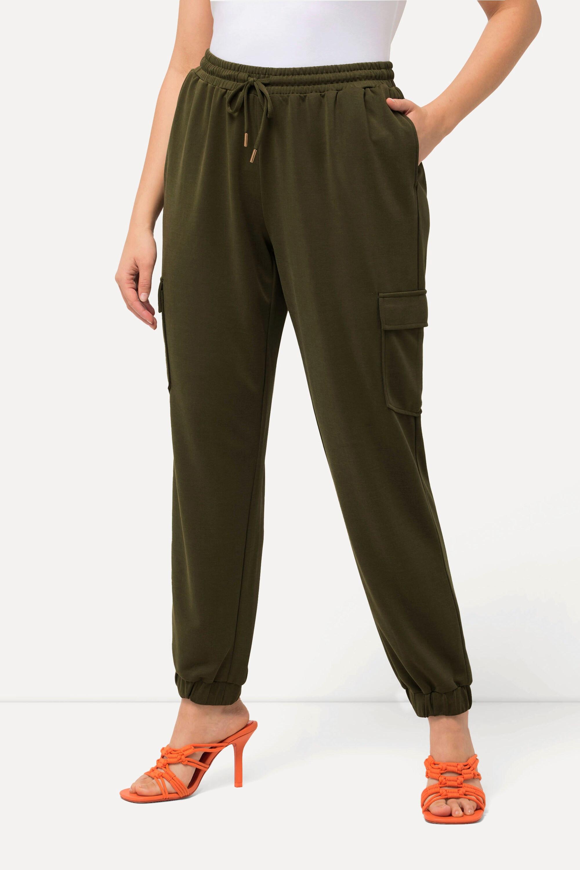 Ulla Popken  Pantalon en molleton style parachute, jambe large et taille élastique. Modal mélangé 