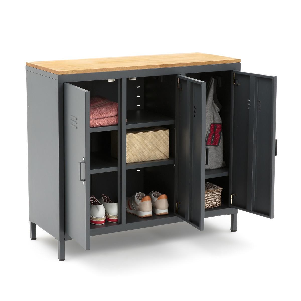 La Redoute Intérieurs Armoire/Vestiaire 3 portes métal acier chêne Hiba  