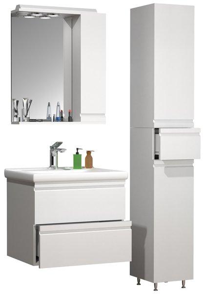 VCM Ensemble de meubles de salle de bains 4 pièces lavabo 60 cm lavabo sans poignée tiroir armoire de toilette armoire haute Silora L  