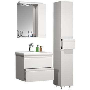 Ensemble de meubles de salle de bains 4 pièces lavabo 60 cm lavabo sans poignée tiroir armoire de toilette armoire haute Silora L