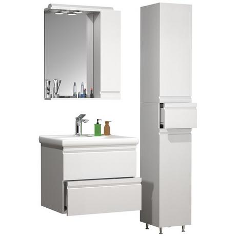 VCM Ensemble de meubles de salle de bains 4 pièces lavabo 60 cm lavabo sans poignée tiroir armoire de toilette armoire haute Silora L  