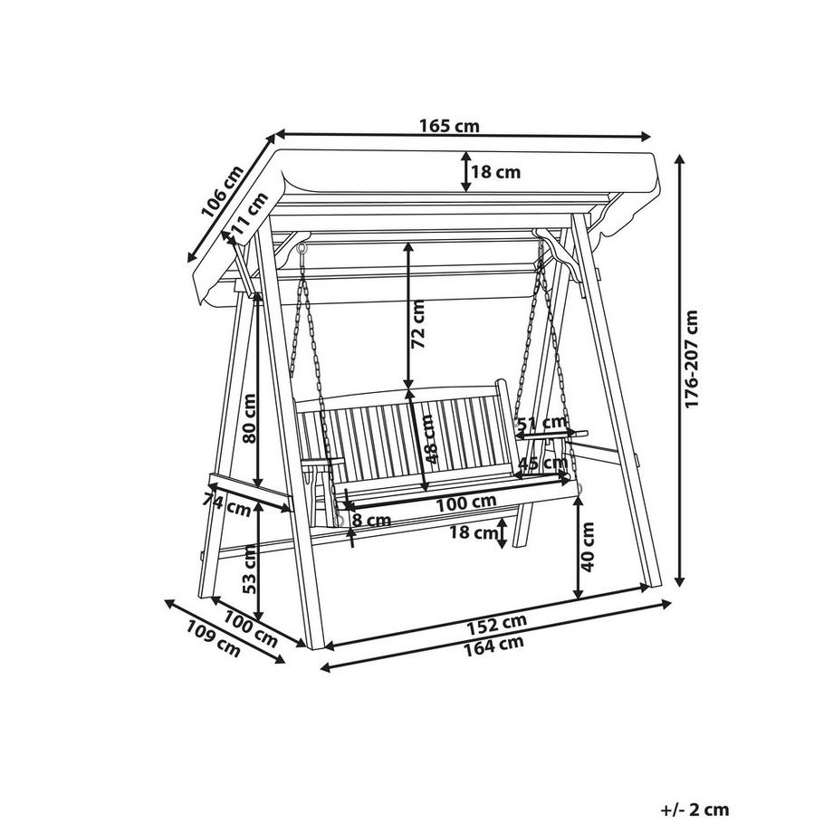 Beliani Balancelle de jardin en Bois d’épicéa Traditionnel CAVIOLA  