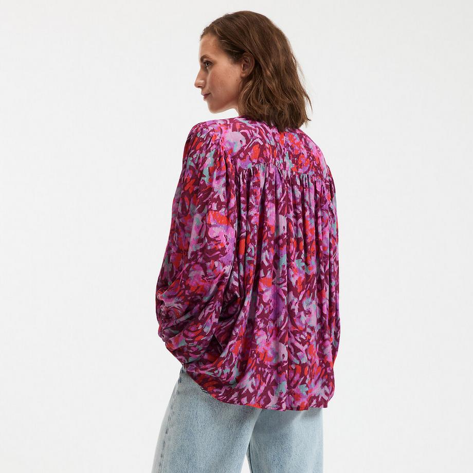La Redoute Collections Blumen Oversized Bluse mit Stehkragen  