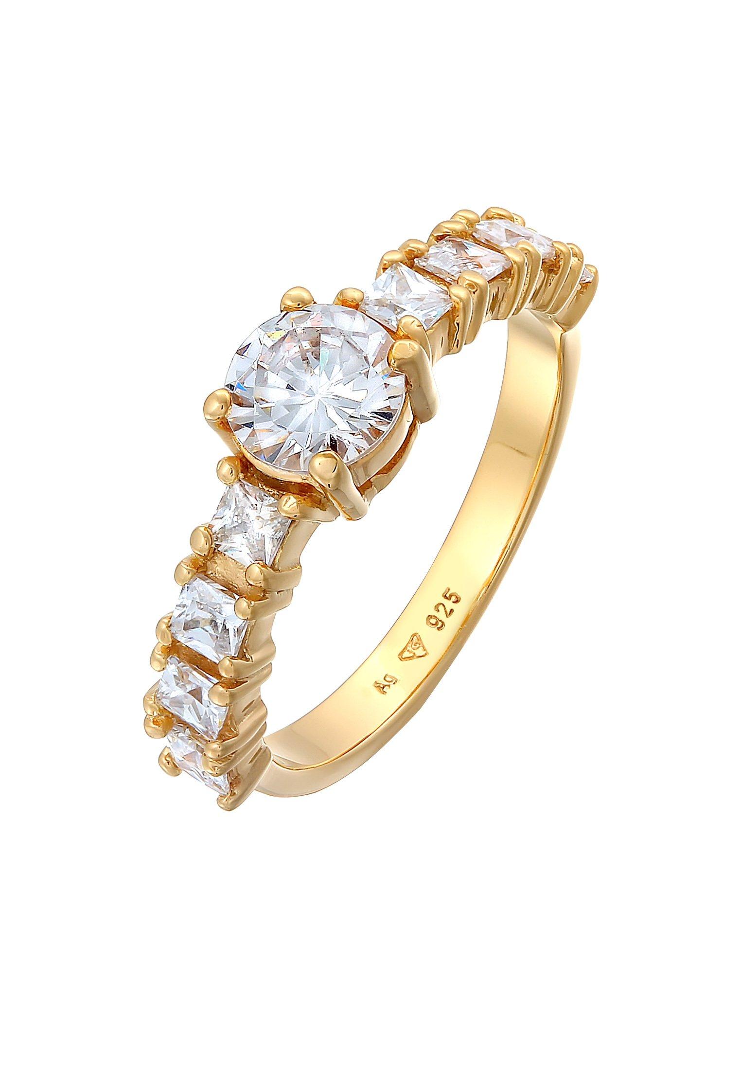 Image of Ring Zirkonia Verlobung Eternity 925 Silber Damen Gold 54mm
