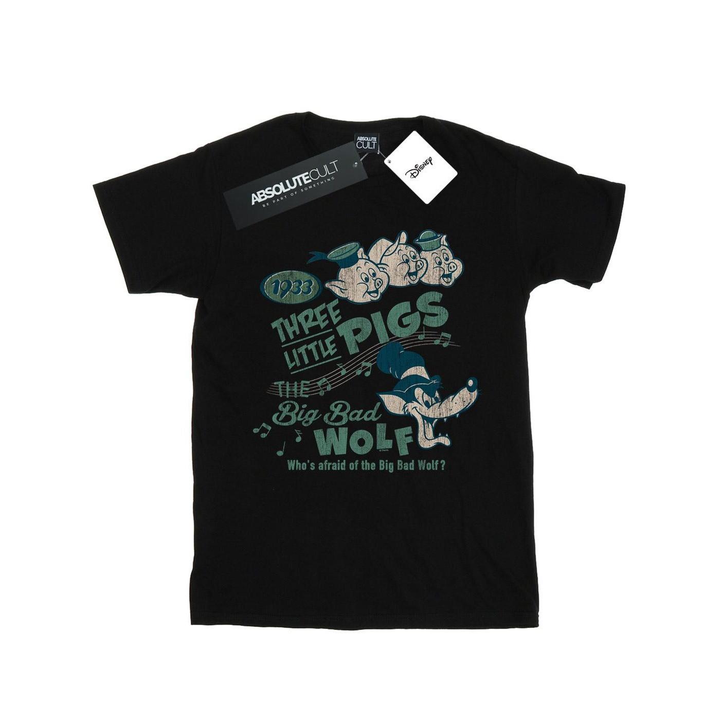Image of Three Little Pigs Who's Afraid Of The Big Bad Wolf Tshirt Damen Schwarz 4XL