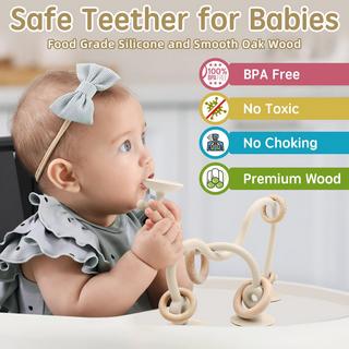 Activity-board  Beißring Babyspielzeug, Hochstuhl Silikon Beißspielzeug mit Saugnapf 