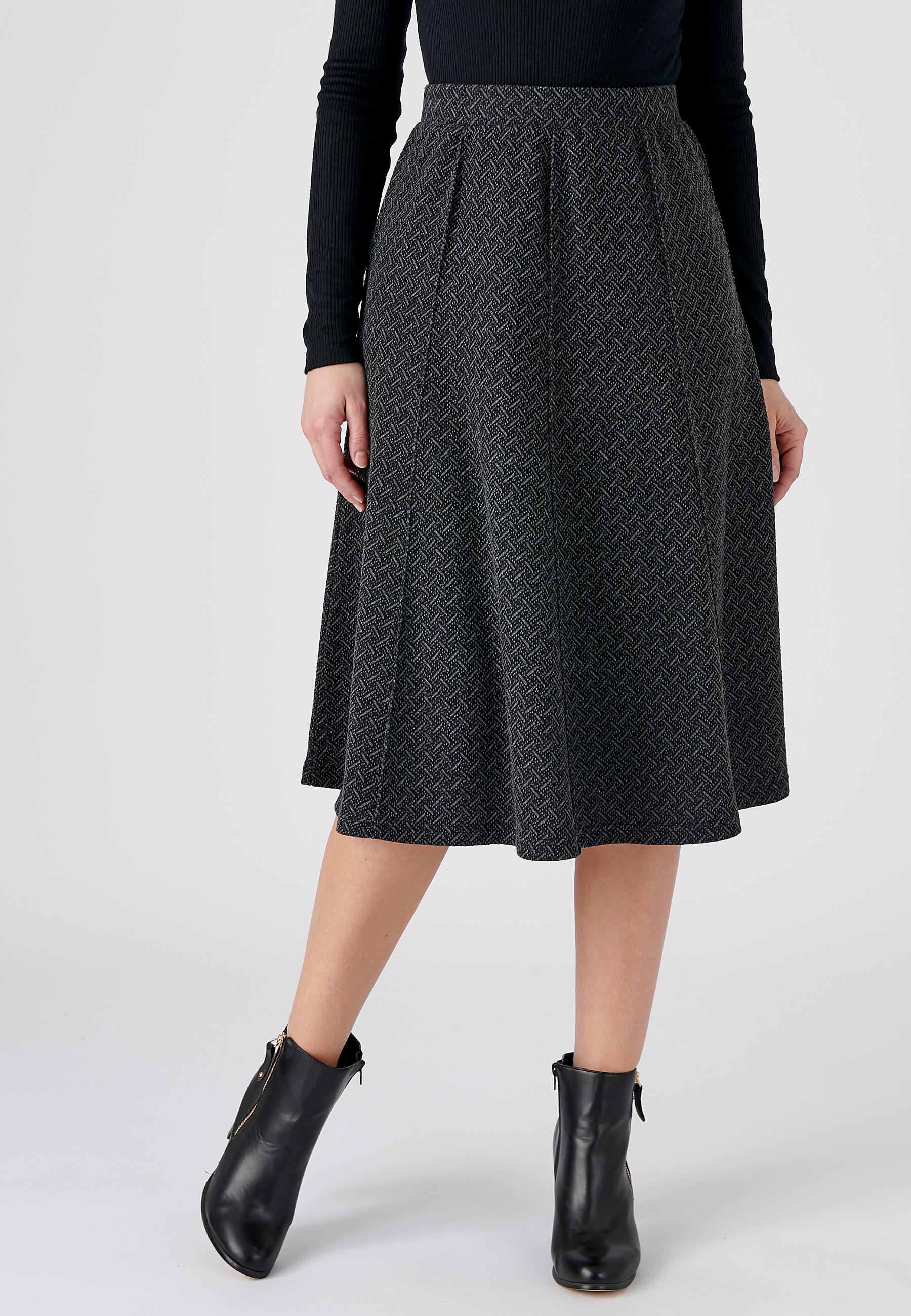 Image of Ausgestellter Rock Aus Stretch-jacquard. Damen Schwarz 40