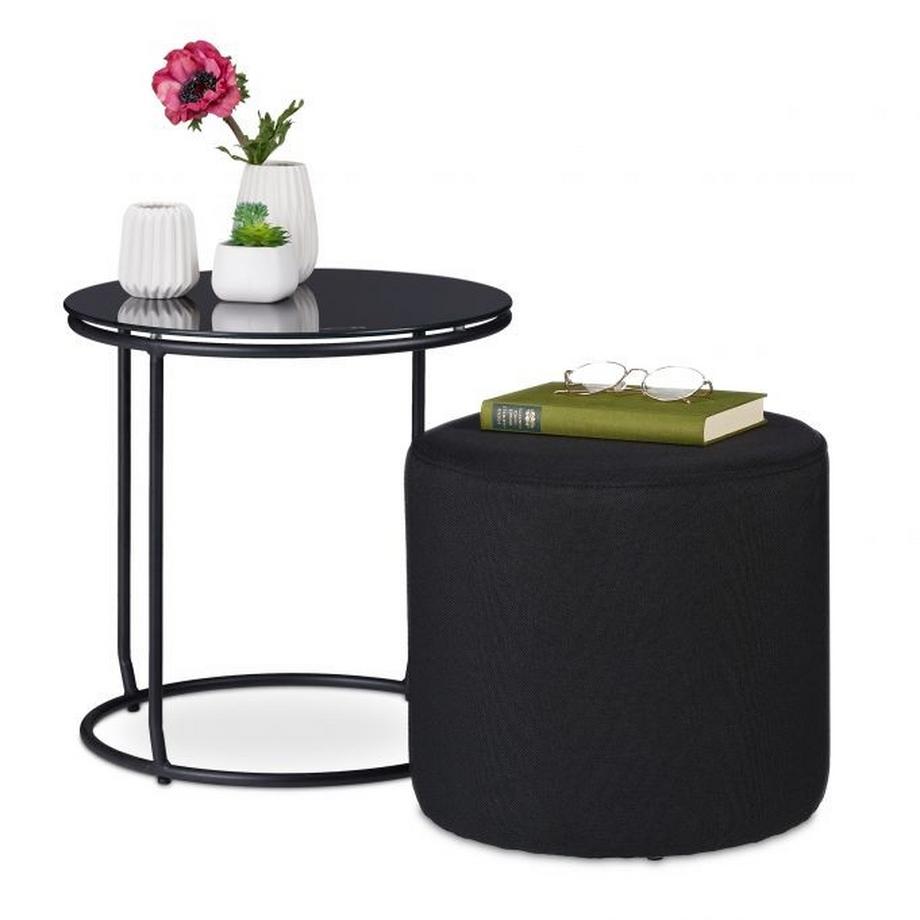 Table d'appoint avec repose-pieds noir