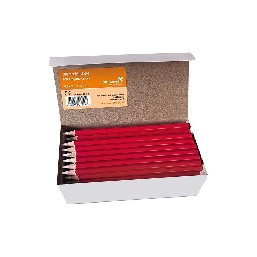 Image of Schreibsachen Jass-Kreidestifte lang (100Teile) Rot Bunt
