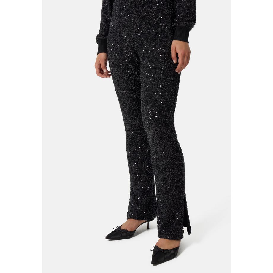 CASH-MERE.CH Pantalon Laine Cachemire Paillettes Regular Fit  