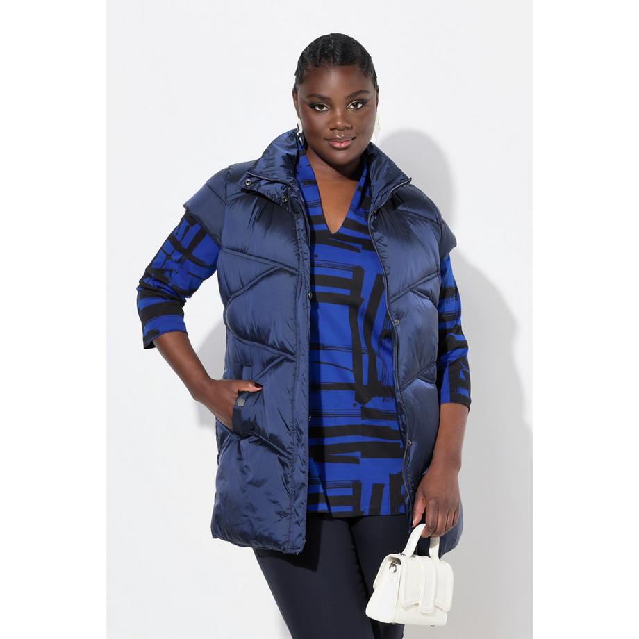 Ulla Popken Steppweste Wasserabweisend Stehkragen 2-Wege-Zipper  