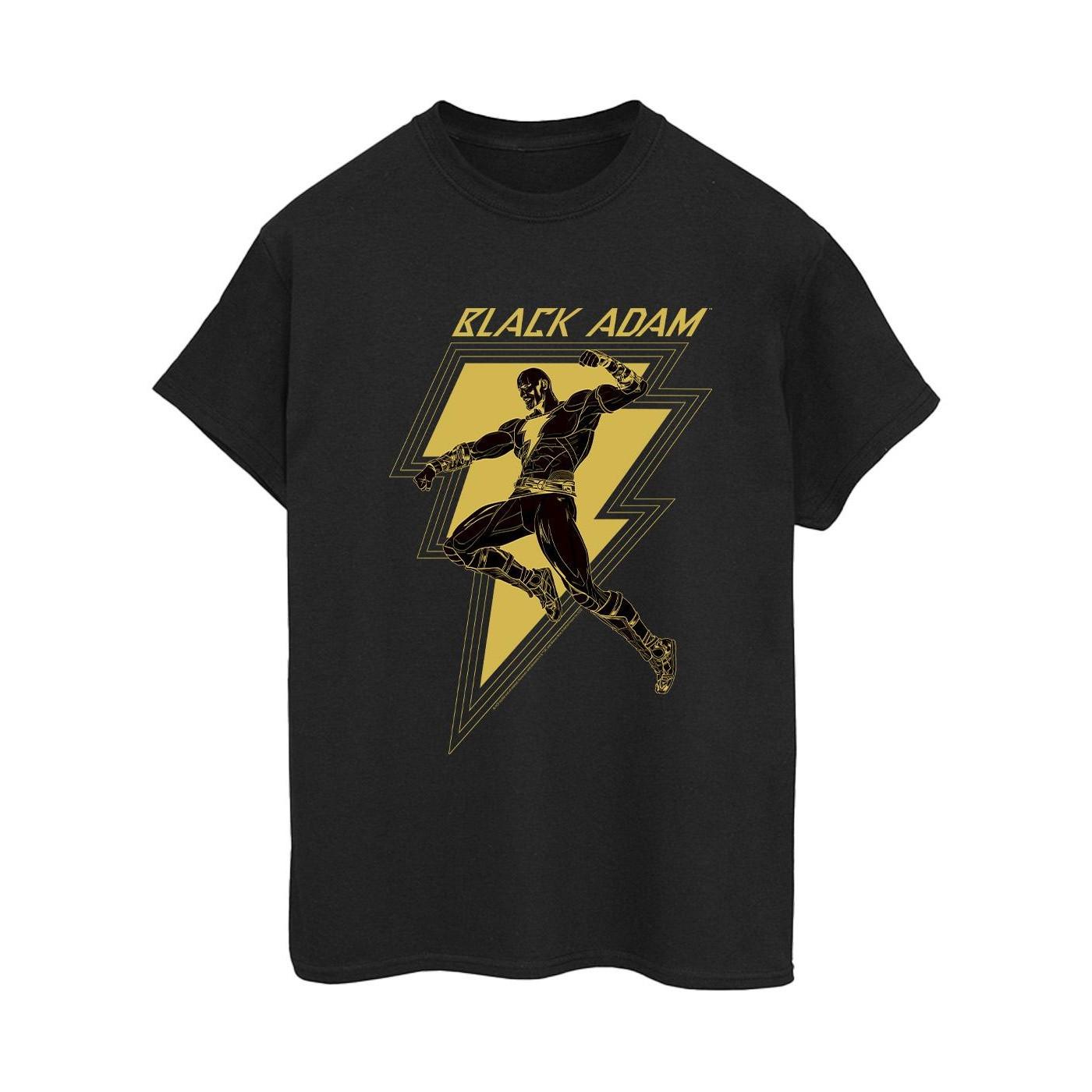 Image of Black Adam Golden Bolt Chest Tshirt Damen Schwarz XL