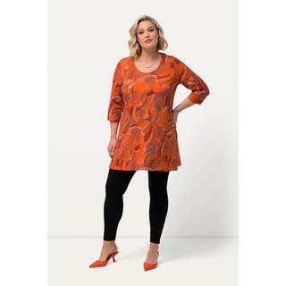 Ulla Popken  Longshirt, Blätter, Rundhalsausschnitt, 3/4-Arm 