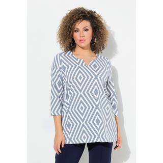 Ulla Popken  Shirt, grafischer Druck, Tunika-Ausschnitt, 3/4-Arm 