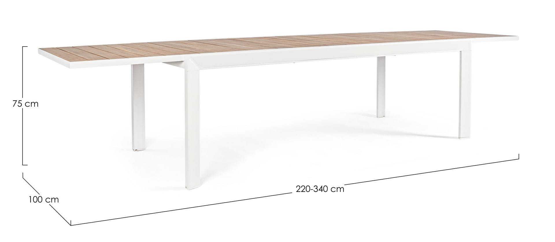 mutoni Table à rallonge de jardin Belmar 220/340x100 blanc  