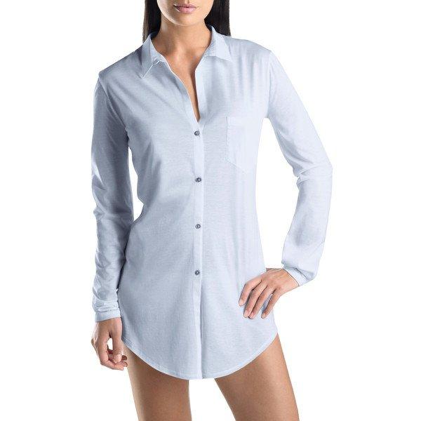 Image of Cotton Deluxe - Nachthemd Langarm Damen Hellblau S