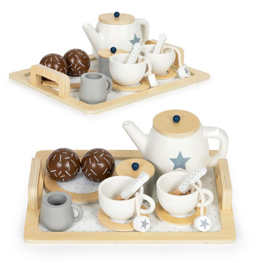 MST  Teeservice aus Holz, Krug, Tassen, 17 Elemente ECOTOYS 