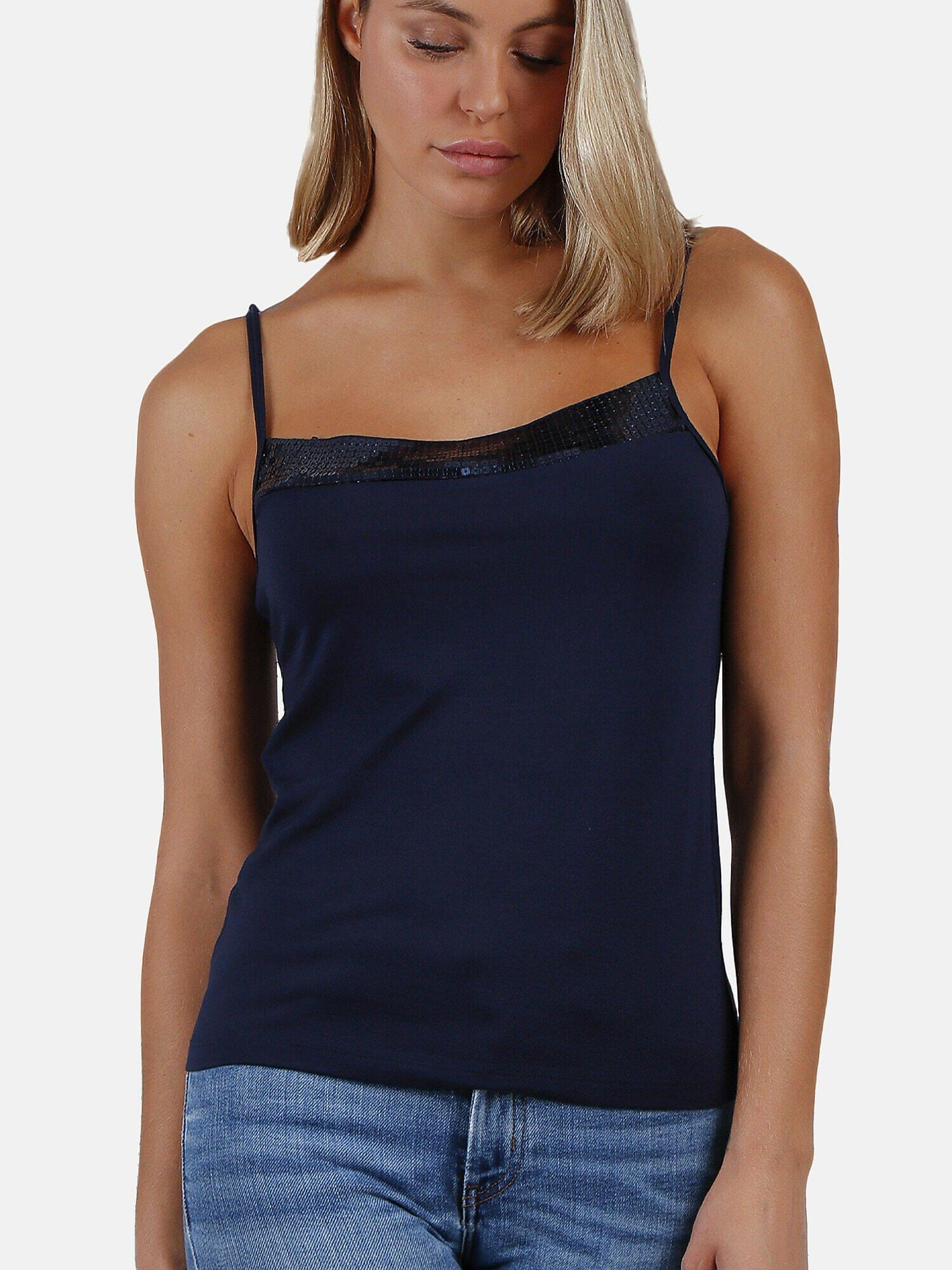 Image of Tanktop Escote Lentejuelas Damen Königsblau M