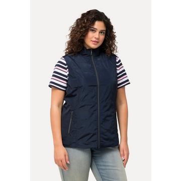 Gilet, coutures fantaisie, col montant, poches zippées