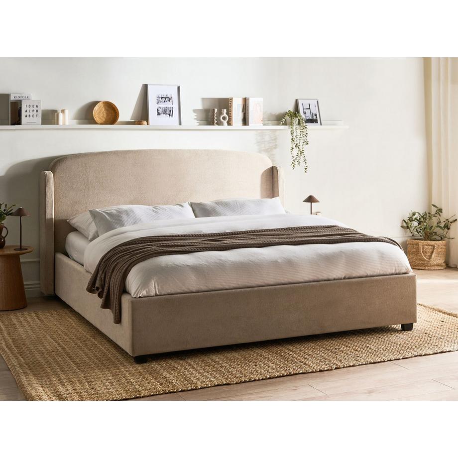 Beliani Letto contenitore en Tessuto  BERNAY  