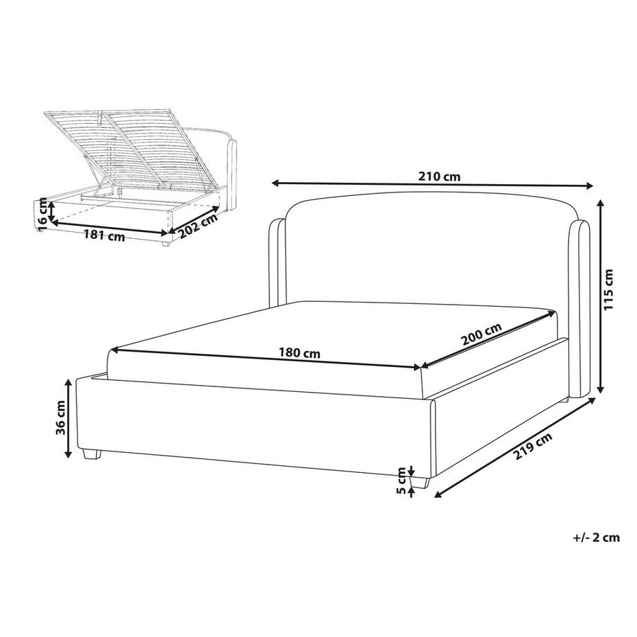 Beliani Letto contenitore en Tessuto  BERNAY  