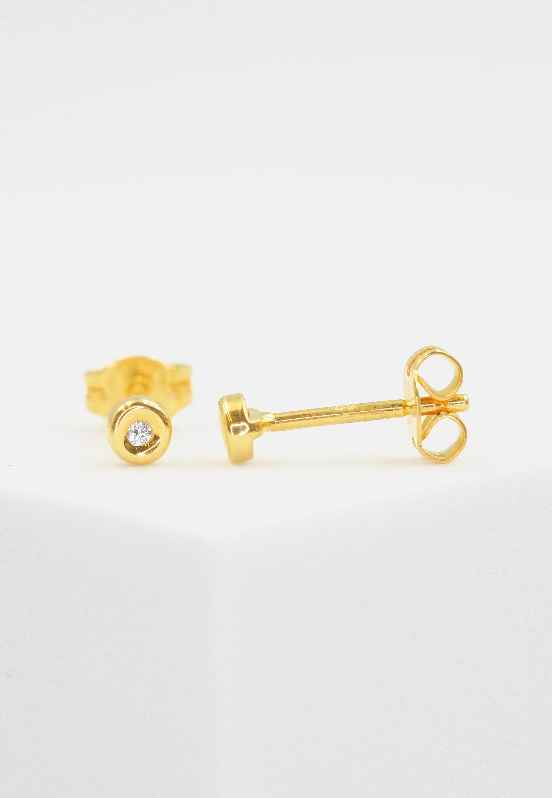 MUAU Schmuck  Clous d'oreilles or jaune 750 diamant 0,02ct. 3mm 