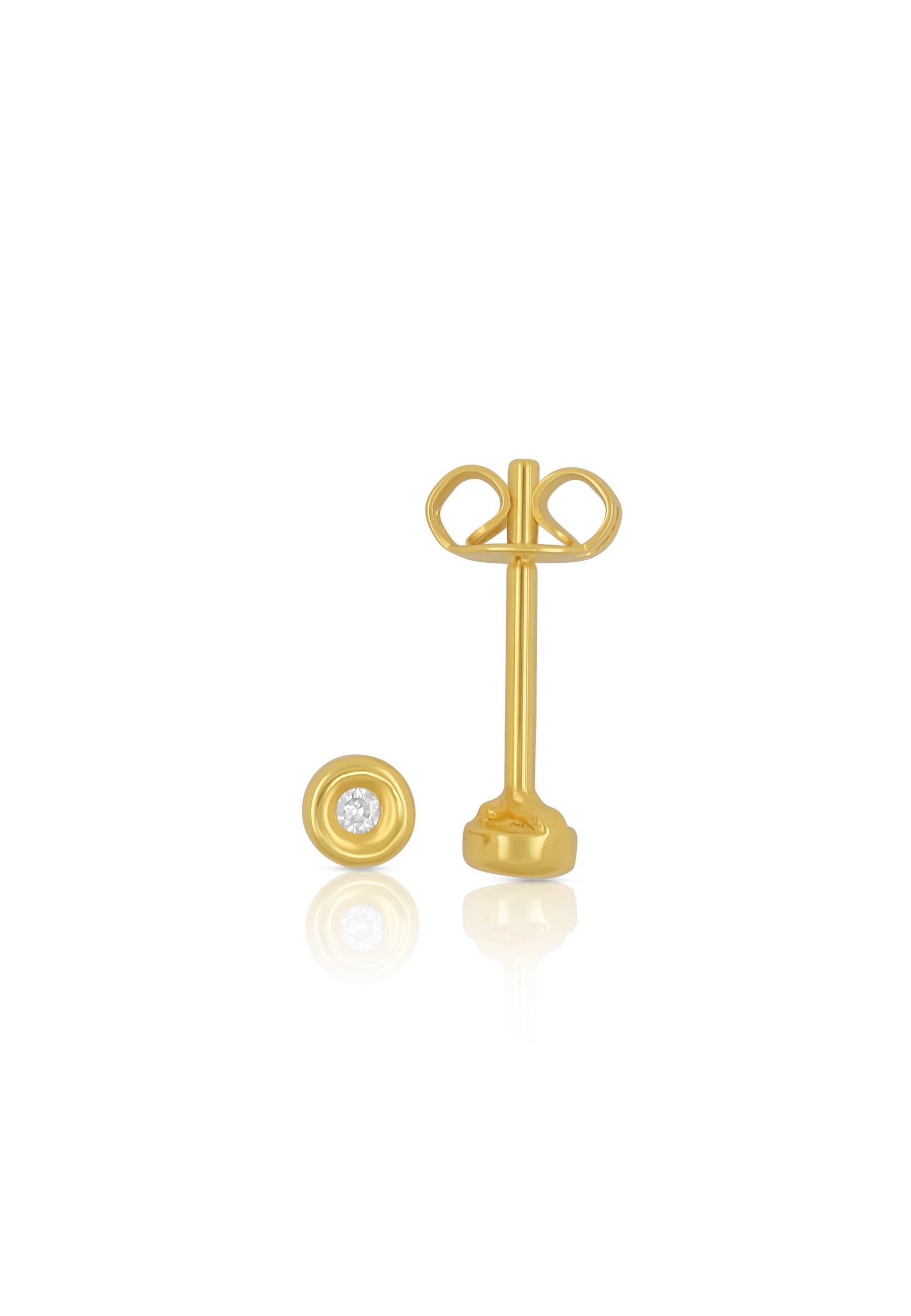 MUAU Schmuck  Clous d'oreilles or jaune 750 diamant 0,02ct. 3mm 