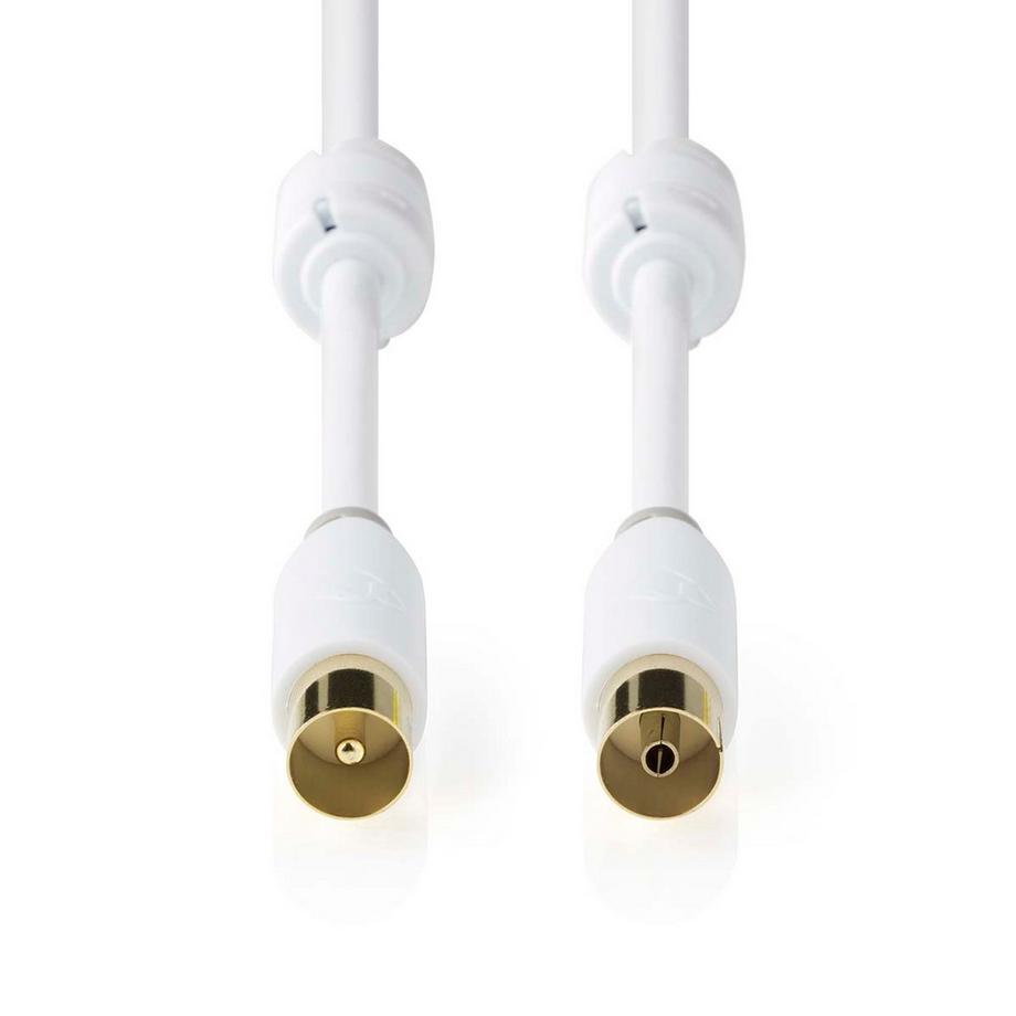 Nedis  Koaxialkabel | IEC (Koax) Stecker | IEC (Koax) Buchse | Vergoldet | 100 dB | 75 Ohm | Doppelt geschirmt | 10,0 m | Rund | PVC | Weiß | Kartoniert 