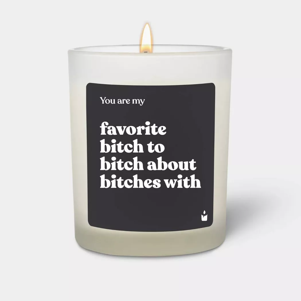 CandleHand - Duftkerze Woody You are my favorite bitch to about bitches with, 7X8X7CM, Weiss