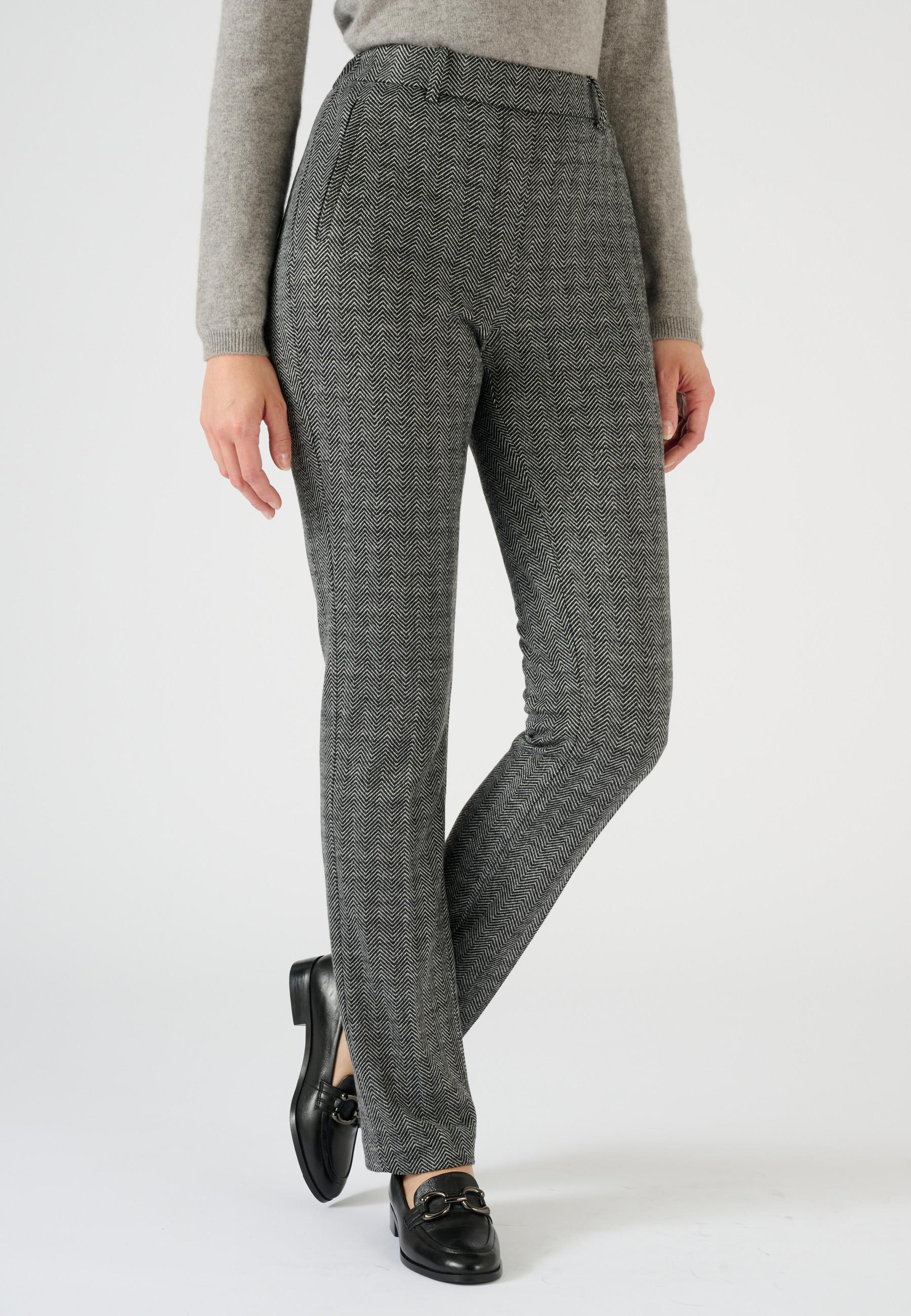 Image of Schlupfhose Aus Aufgerauhtem Jacquardstrick Damen Grau 48