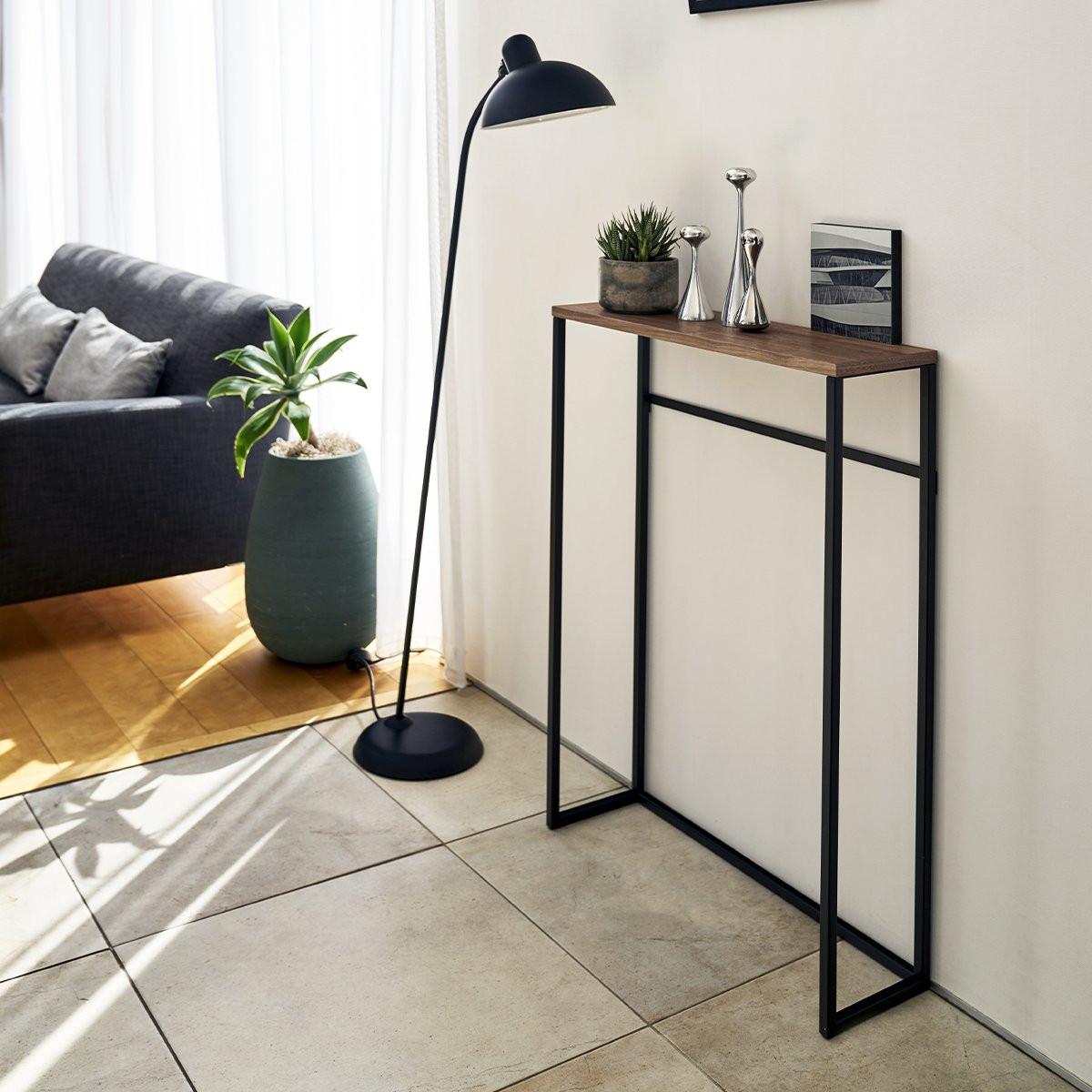 Yamazaki Consolle d'ingresso in metallo bianco e legno - L60 cm  