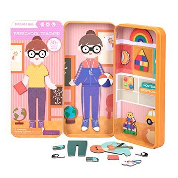 Jeu magnétique Box Dress Up - enseignant à habiller I Favorise la motricité + l'imagination I Idéal pour la maison et comme jeu de voyage pour les enfants I Jouet magnétique enfants