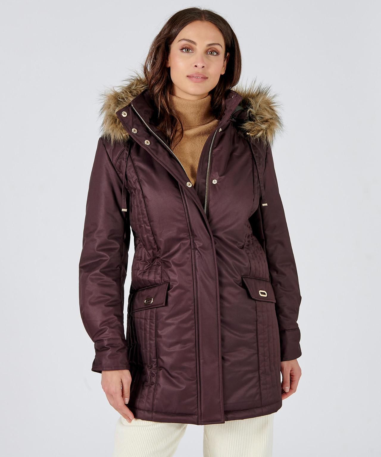 Image of Parka Mit Modischer Steppung, Thermolactyl. Damen Braun 34-36