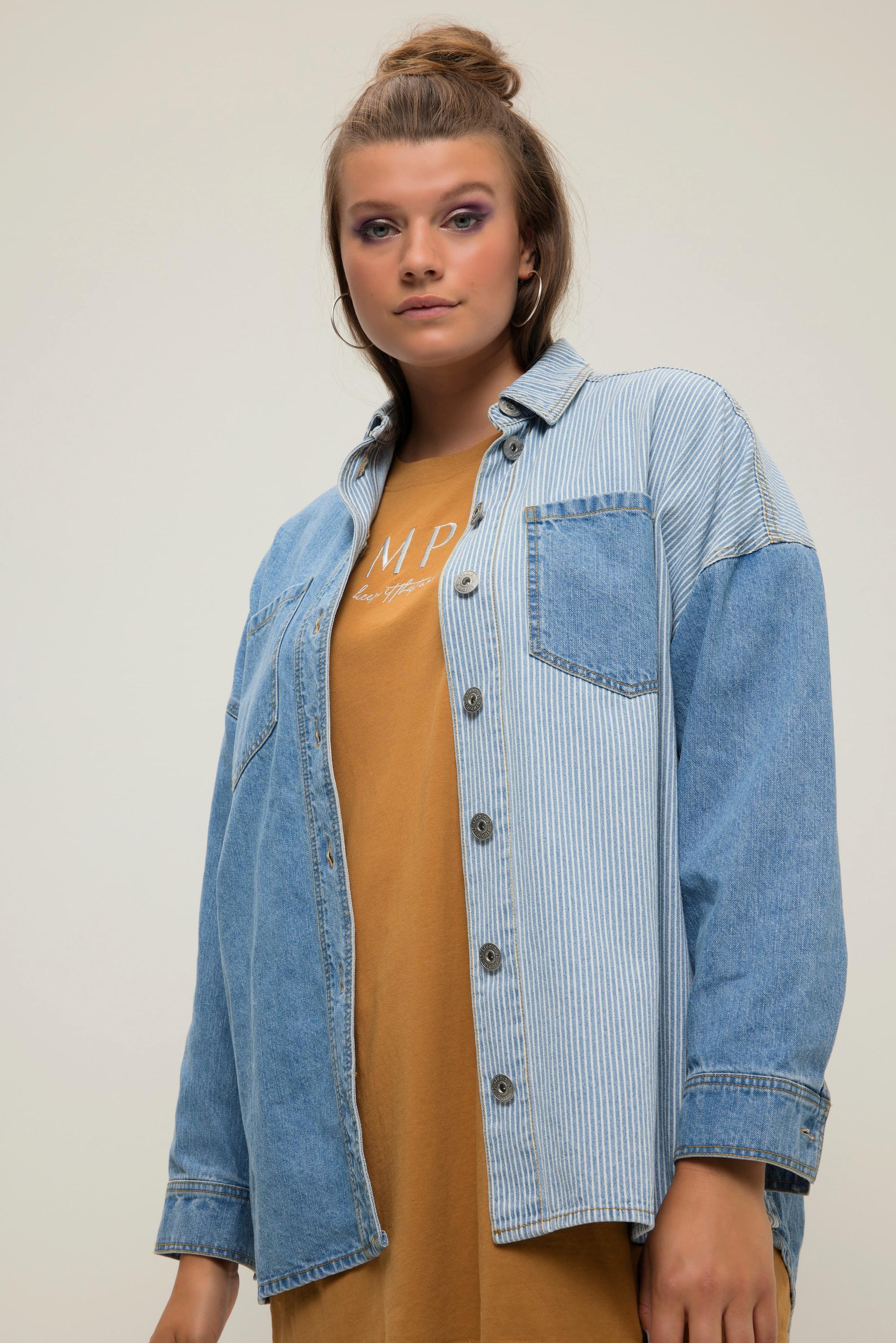 Studio Untold  Jeanshemd, oversized, Patch-Look, Hemdkragen, Langarm 