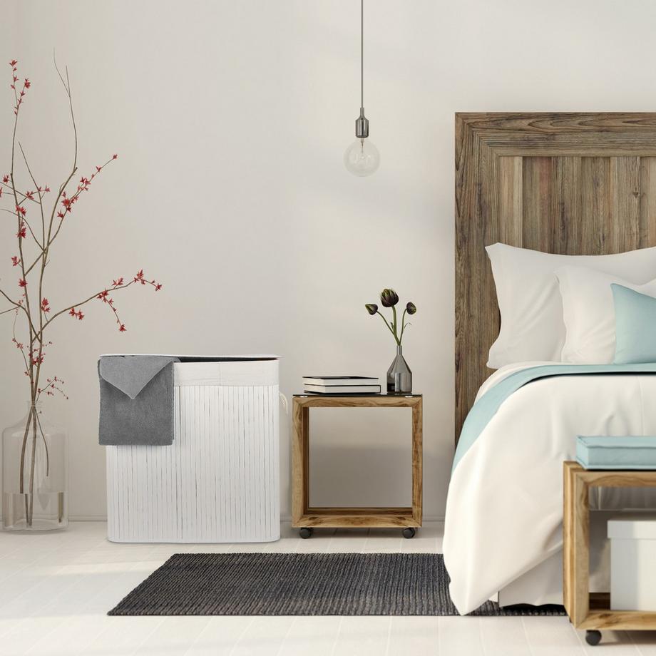 B2X Cesto portabiancheria in bambù 3 scomparti  